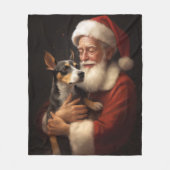 Rat Terrier met Sinterklaas Feestelijke Kerstmis Fleece Deken (Voorkant)