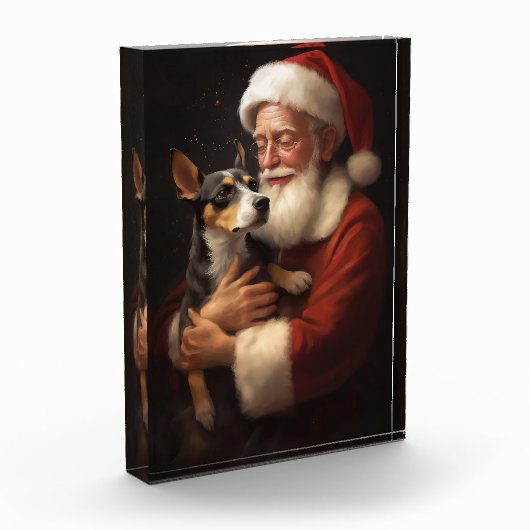 Rat Terrier met Sinterklaas Feestelijke Kerstmis Fotoblokken (Links)