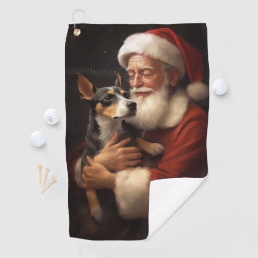 Rat Terrier met Sinterklaas Feestelijke Kerstmis Golfhanddoek (Insitu)