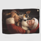 Rat Terrier met Sinterklaas Feestelijke Kerstmis Golfhanddoek (Horizontaal)