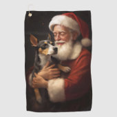 Rat Terrier met Sinterklaas Feestelijke Kerstmis Golfhanddoek (Voorkant)