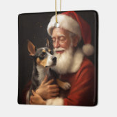 Rat Terrier met Sinterklaas Feestelijke Kerstmis Keramisch Ornament (Links)