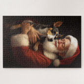 Rat Terrier met Sinterklaas Feestelijke Kerstmis Legpuzzel (Horizontaal)