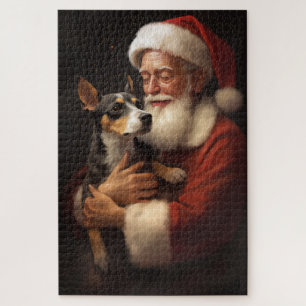 Rat Terrier met Sinterklaas Feestelijke Kerstmis Legpuzzel