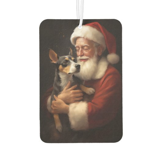 Rat Terrier met Sinterklaas Feestelijke Kerstmis Luchtverfrisser (Achterkant)