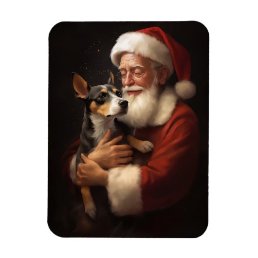 Rat Terrier met Sinterklaas Feestelijke Kerstmis Magneet (Verticaal)