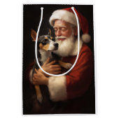 Rat Terrier met Sinterklaas Feestelijke Kerstmis Medium Cadeauzakje (Voorkant)