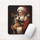 Rat Terrier met Sinterklaas Feestelijke Kerstmis Muismat (Met muis)