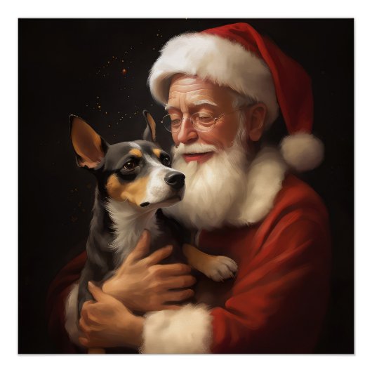 Rat Terrier met Sinterklaas Feestelijke Kerstmis Perfect Poster (Voorkant)