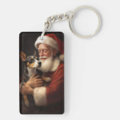 Rat Terrier met Sinterklaas Feestelijke Kerstmis Sleutelhanger (achterkant)