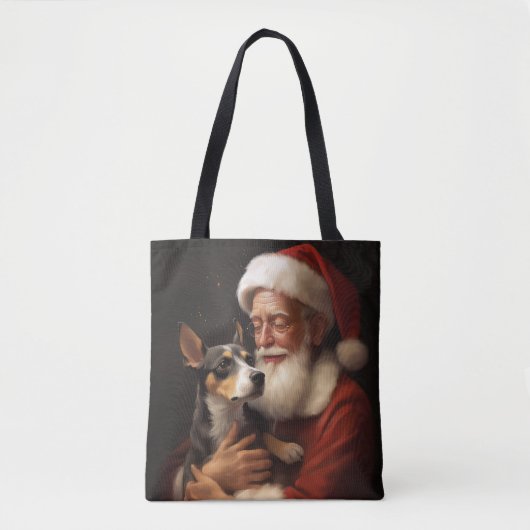 Rat Terrier met Sinterklaas Feestelijke Kerstmis Tote Bag (Voorkant)