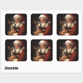 Rat Terrier met Sinterklaas Feestelijke Kerstmis Vierkante Sticker (Vel)