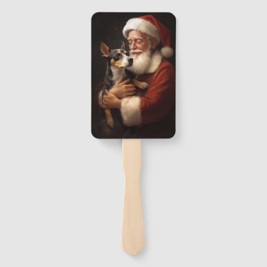 Rat Terrier met Sinterklaas Festieve Kerst Handwaaier (Achterkant)