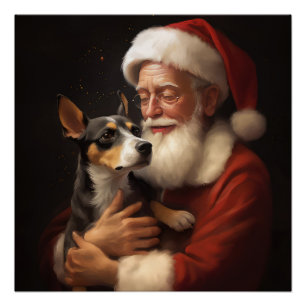 Rat Terrier met Sinterklaas Festieve Kerst  Perfect Poster