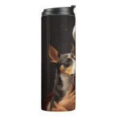 Rat Terrier met Sinterklaas Festive Kerstmis Thermosbeker (Gedraaid links)