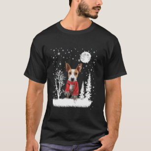 Rat Terrier Onder Maanlicht Sneeuw Kerstpyjama's T-shirt