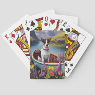 Rat Terrier op een peddel: een landschappelijk avo Pokerkaarten