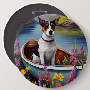 Rat Terrier op een peddel: een landschappelijk avo Ronde Button 6,0 Cm