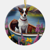 Rat Terrier op een peddel: Een Schilderachtig avon Keramisch Ornament (Voorkant)