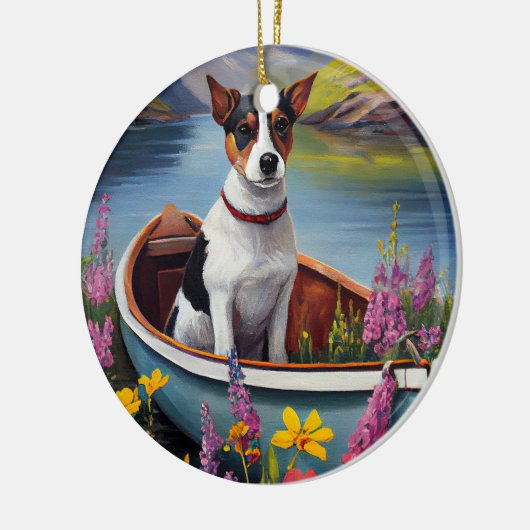 Rat Terrier op een peddel: Een Schilderachtig avon Keramisch Ornament (Links)