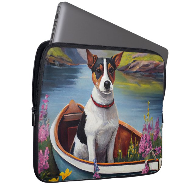 Rat Terrier op een peddel: Een Schilderachtig avon Laptop Sleeve (Voorkant Rechts)