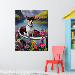Rat Terrier op een peddel: een schilderachtig avon Poster