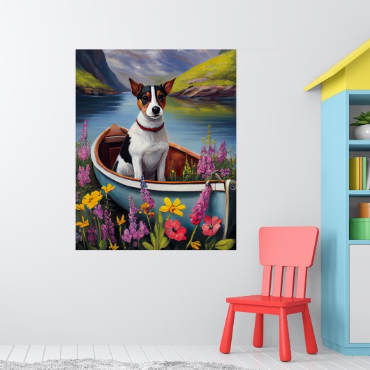 Rat Terrier op een peddel: een schilderachtig avon Poster (Kinderkamer 1)