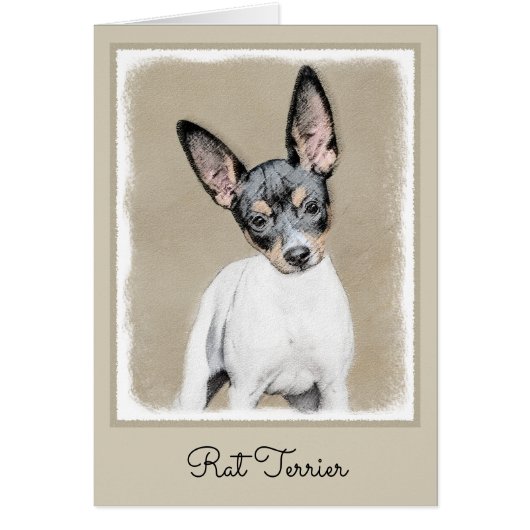 Rat Terrier Painting - Cute Original Dog Art (Voorkant)