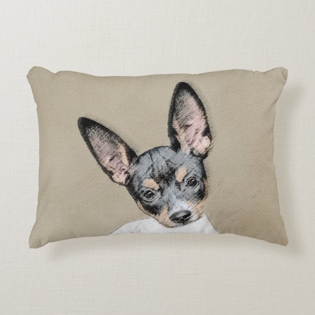 Rat Terrier Painting - Cute Original Dog Art Accent Kussen (Voorkant)
