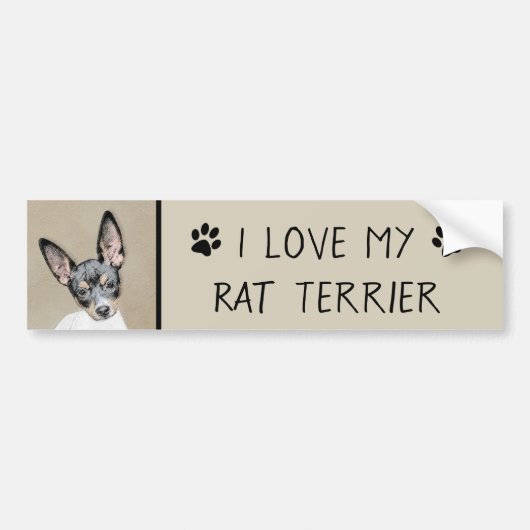 Rat Terrier Painting - Cute Original Dog Art Bumpersticker (Voorkant)