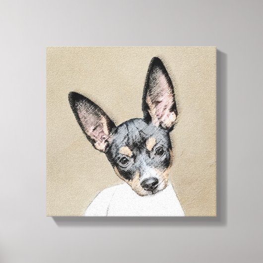 Rat Terrier Painting - Cute Original Dog Art Canvas Afdruk (Voorkant)
