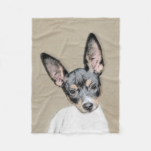 Rat Terrier Painting - Cute Original Dog Art Fleece Deken