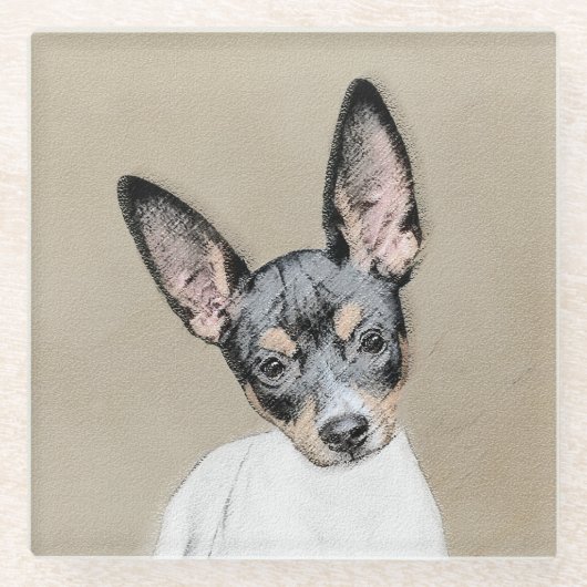 Rat Terrier Painting - Cute Original Dog Art Glazen Onderzetter (Voorkant)