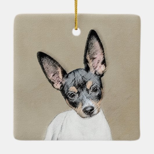 Rat Terrier Painting - Cute Original Dog Art Keramisch Ornament (Achterkant)