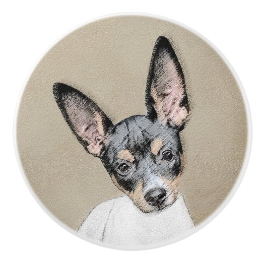 Rat Terrier Painting - Cute Original Dog Art Keramische Knop (Voorkant)