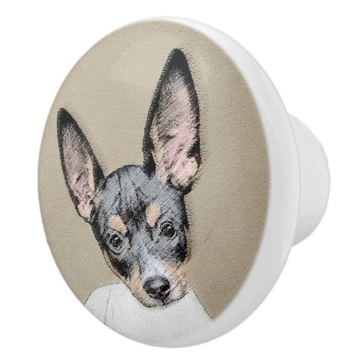 Rat Terrier Painting - Cute Original Dog Art Keramische Knop (Rechts)