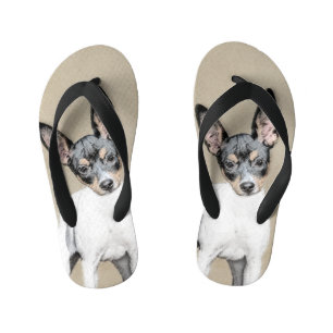 Rat Terrier Painting - Cute Original Dog Art Kinder Teenslippers