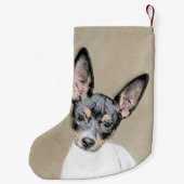 Rat Terrier Painting - Cute Original Dog Art Kleine Kerstsok (Achterkant)