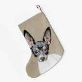 Rat Terrier Painting - Cute Original Dog Art Kleine Kerstsok (Achterkant (Hangend))