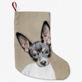 Rat Terrier Painting - Cute Original Dog Art Kleine Kerstsok (Voorkant)