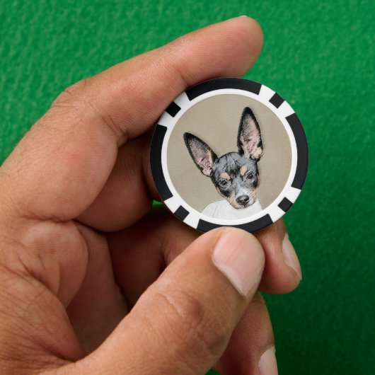 Rat Terrier Painting - Cute Original Dog Art Poker Chips (Hand)