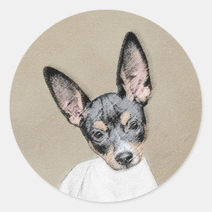 Rat Terrier Painting - Cute Original Dog Art Ronde Sticker
