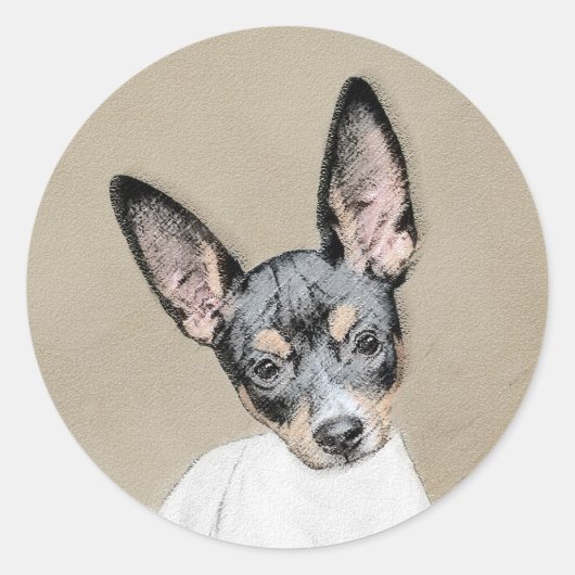 Rat Terrier Painting - Cute Original Dog Art Ronde Sticker (Voorkant)