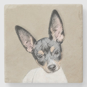 Rat Terrier Painting - Cute Original Dog Art Stenen Onderzetter