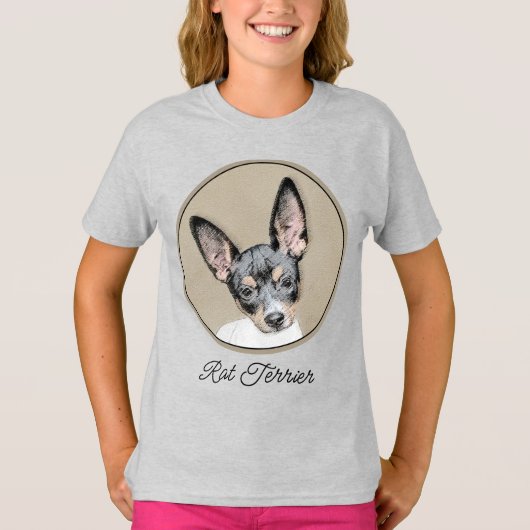 Rat Terrier Painting - Cute Original Dog Art T-shirt (Voorkant)