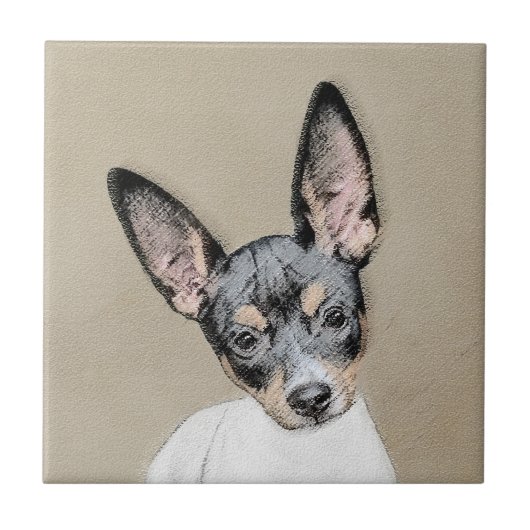Rat Terrier Painting - Cute Original Dog Art Tegeltje (Voorkant)