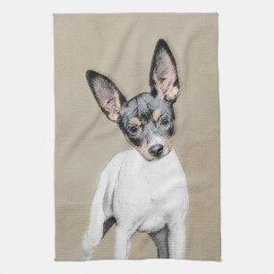 Rat Terrier Painting - Cute Original Dog Art Theedoek