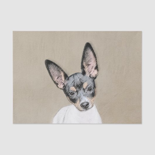 Rat Terrier Painting - Cute Original Dog Art Tissuepapier (Voorkant)