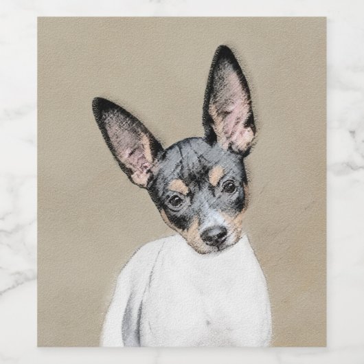 Rat Terrier Painting - Cute Original Dog Art Wijn Etiket (Enkel label)