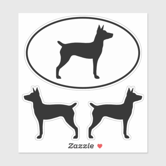 Rat Terrier Pet Dog Silhouettes Vinyl Sticker Set (Vel)